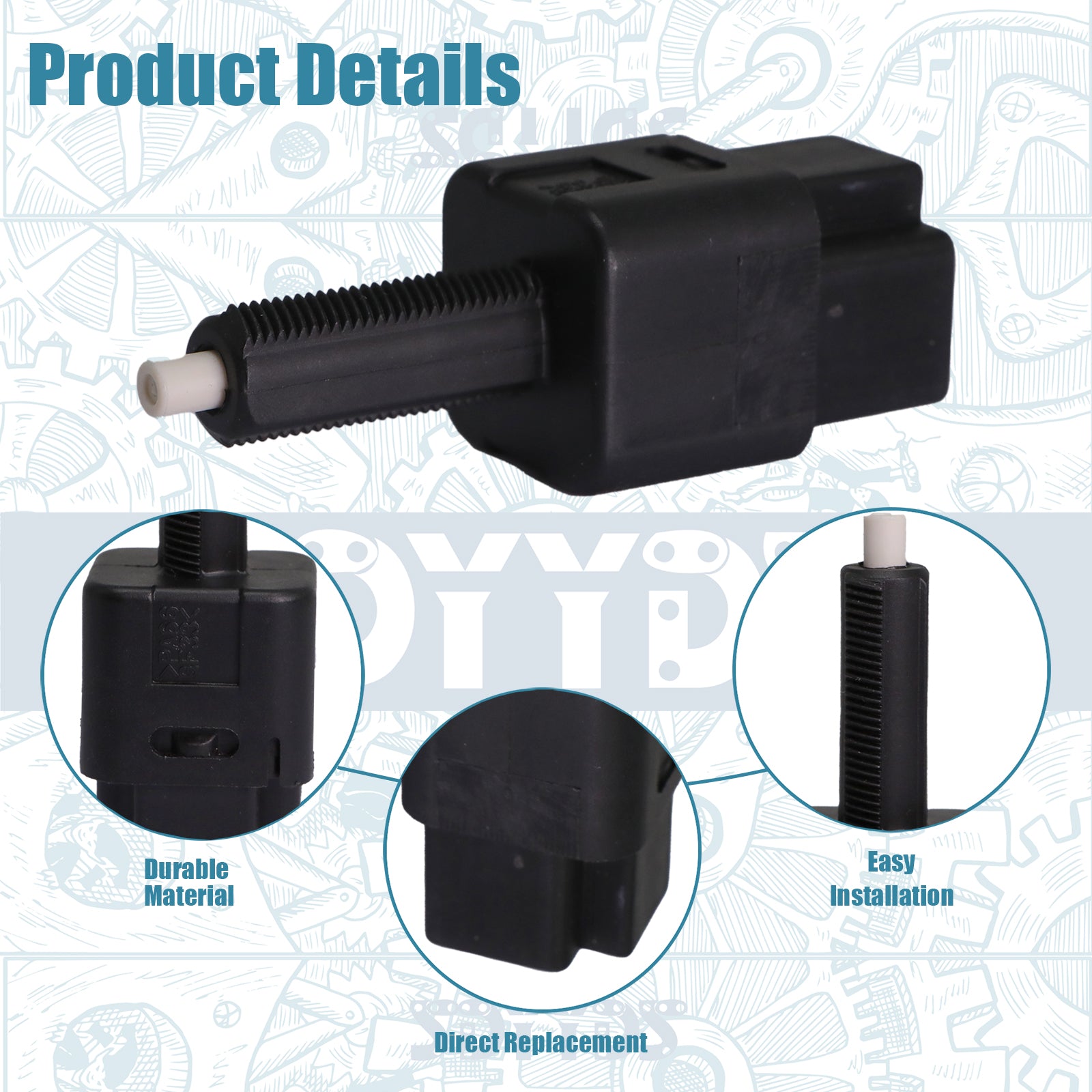 Brake Light Switch 4-Pin - Compatible with Nissan Sentra/Frontier/Altima/Rogue/Maxima & Infiniti G35/G37/QX56 | Replaces 25320-AX000 25320-JN00A
